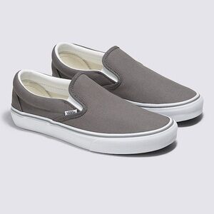 Vans Slip-On Canvas Loafers in Gray and White